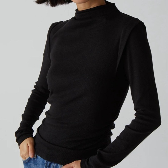 Michael Stars Denise Ribbed Mock Neck Long Sleeve Top - Picture 3 of 9
